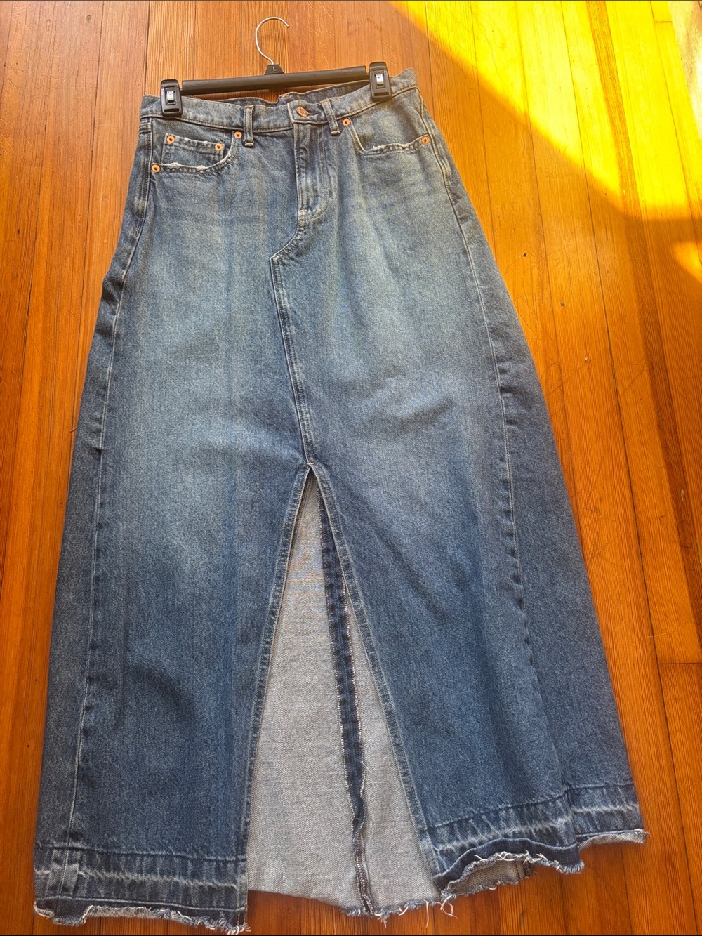 Gap Women’s High-Waist Blue Denim Maxi Skirt with Front Slit